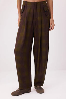 Yesil Ekoseli Balon Pantolon TWOSS26PL00152 - Trendyolmilla фото 3