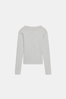 RIBBED BOAT NECK T-SHIRT - Zara фото 7