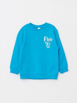 Bisiklet Yaka Uzun Kollu Bask?l? Erkek Bebek Sweatshirt