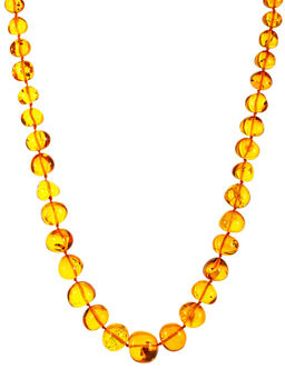 Нарядные бусы из натурального коньячного янтаря Мятый шар