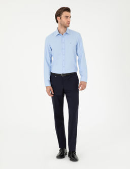 Koyu Mavi Oxford Slim Fit Uzun Kollu G_mlek