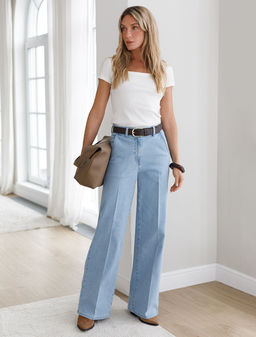 Прямые джинсы из эластичного плотного денима