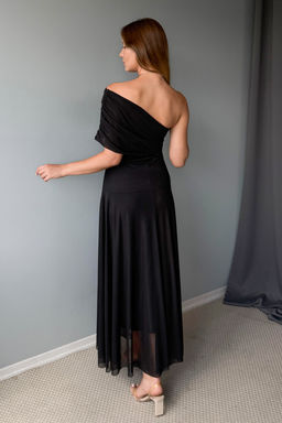 Ac?k Turuncu Desenli Kay?k Yaka Dokuma Maxi Abiye Gece Mezuniyet Elbisesi TPRSS25AE00190 - Trendyolmilla фото 21