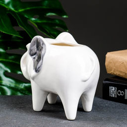 Декоративный горшок для цветов «Слон Платон», 500 мл, 15.5×8.5×12.5 см, керамический, белый