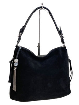 Женская сумка из искусственной кожи и натуральной замши, цвет черный