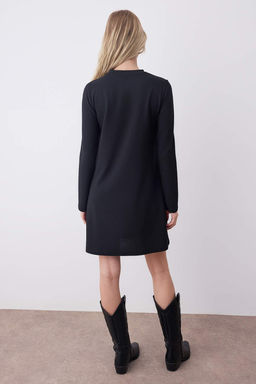 Siyah Tas Detayl? Uzun Kollu Mini Esnek Orme Elbise TWOAW26EL00208 - Trendyolmilla фото 4