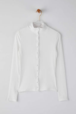 Ekru Onu Full C?tc?t Kapama Kaskorse Fitted/Vucuda Oturan Orme Bluz TWOAW26BZ00329 - Trendyolmilla фото 5