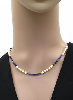 Чокер из циркона с перламутром рондель 3*2мм цв.синий, 41см