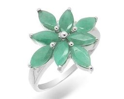 Кольцо из серебра изумруд берилл, Мирра