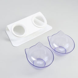 Миски пластиковые на белой подставке 27,5 х 14 х 15 см прозрачные - Пижон фото 5