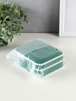 Шкатулка для украшений Giulia, пластик, кожзам, 6 ячеек, 10 полос, зелёная, 13.5×11.5×5.5 см