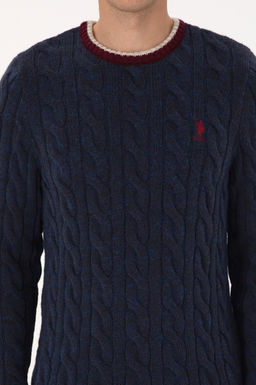 Erkek Lacivert Regular Fit Bisiklet Yaka Kazak