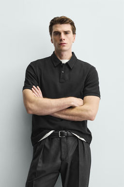 POLO REGULAR FIT ESTRUCTURA / Negro - Zara фото 2