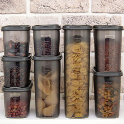 Банка для сыпучих продуктов пластмассовая Бест 1л, 9,5х19х9,5см, графитовый (Россия) - Домашняя мода фото 6