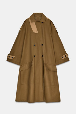 ZW COLLECTION LONG CONTRAST TRENCH COAT - Zara фото 11