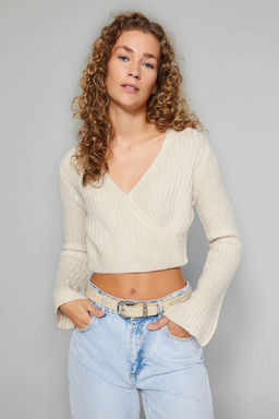 Mint Crop Yumusak Dokulu Kruvaze Triko Kazak TWOAW24KZ00381 - Trendyolmilla фото 20