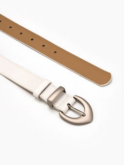 Ремень женский, 110×3 см, пряжка металл матовая, серебристая, белый