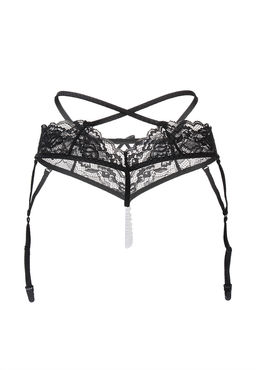 Эротические трусики-пояс с жемчужной нитью Erolanta Wendy кружевные, черный (42-44)  фото 9