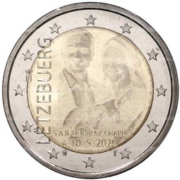 Монета 2 евро 2020 года Люксембург  Рождение наследного Великого Герцога Чарльза (Плоский чекан  лазерная гравировка)