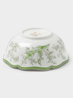 Салатник WY Bloomware, 500 мл, 15×6 см, фарфор, белый, зелёный