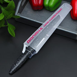 Нож с антиналипающим покрытием Доляна Зефир, хлебный, лезвие 20 см, цвет чёрный  фото 3