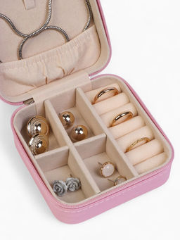 Шкатулка для украшений, 9.5×9.5×4.5 см, розовая