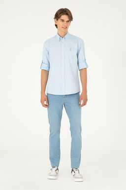 Мужская голубая рубашка с длинным рукавом Неожиданная скидка в корзине - U.s. polo assn фото 4