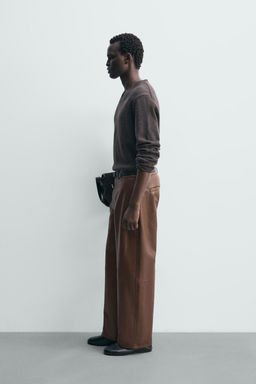 LEATHER BALLOON FIT TROUSERS - Zara фото 13