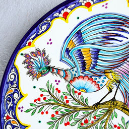 Ляган узбекский Риштанская Керамика «Жар-птица», d=42 см, МИКС