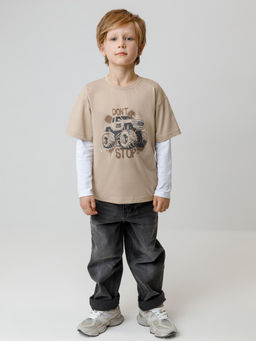 КР 302779/темно-бежевый к650 фуфайка (футболка) для мал