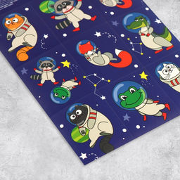 Цена за 10 шт. Наклейки детские «Космические животные», раскраска на обороте, 11×15.5 см