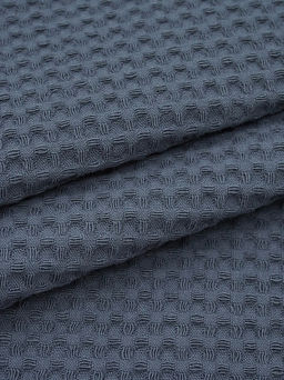 Вафельное премиум-полотно Italy цв.Темно-серый с синим оттенком, ш.1.5м, хлопок-100%, 240гр/м.кв - Купава фото 2