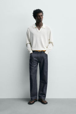 JEANS STRAIGHT FIT ALGOD?N - C??AMO / Azul