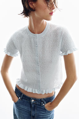 CHAQUETA PUNTO ESTRUCTURA VOLANTES / Azul claro - Zara фото 6