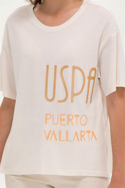 Женская кремовая футболка с круглым вырезом Неожиданная скидка в корзине - U.s. polo assn фото 6