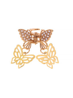 Цена за 6 шт. Крабик для волос «Милада», резные бабочки, 2.5 см, золото