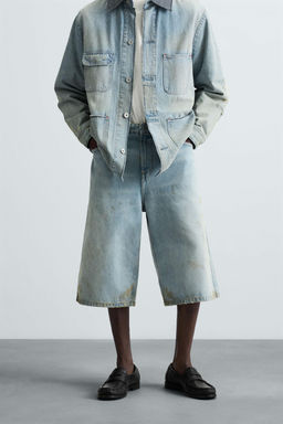 VINTAGE EFFECT BAGGY FIT DENIM BERMUDA SHORTS - Zara фото 11