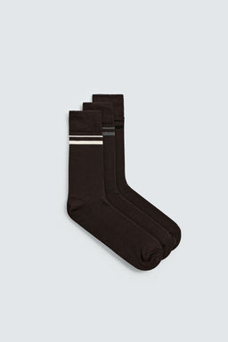 CALCETINES BANDA PACK 3 / Chocolate