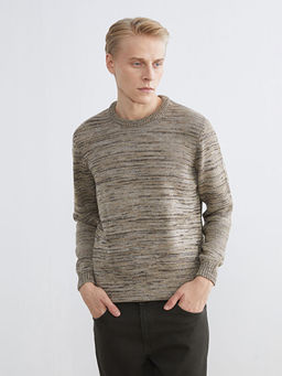 Bisiklet Yaka Desenli Erkek Triko Kazak