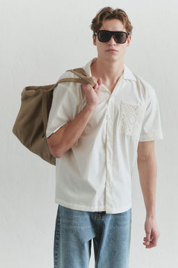 TRENDYOL MAN Limited Edition Ekru Regular Fit Nak?s Cep Detayl? Gomlek TMNSS25GO00040