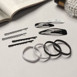 Цена за 2 шт. Набор для волос QF «Классика», 6 шт.: 4.5 см, 8 шт.: 6 см, 2 шт.: 6.5 см, 8 резинок, чёрно-белый