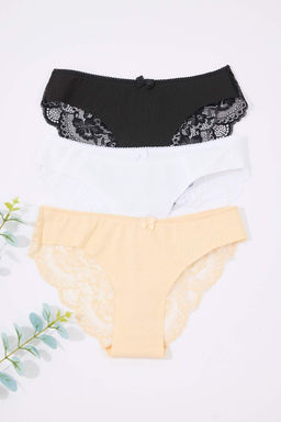 Siyah-K?rm?z?-Pudra 3lu Micro Dantel ve Kurdele/Fiyonk Detayl? Orme Brazilian Kulot THMAW26KU00003 - Trendyolmilla фото 7