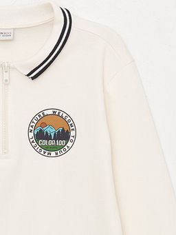 Rahat Kal?p Polo Yaka Bask?l? Erkek ?ocuk Sweatshirt - Waikiki фото 3