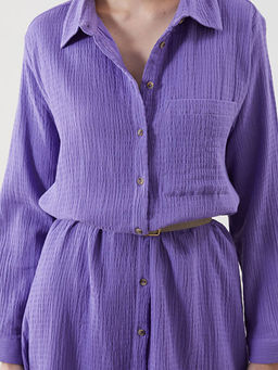 Dokulu M?slin G?mlek Elbise