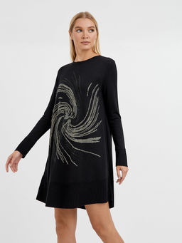 платье черное длины миди с изображением из страз - Glenfield фото 5