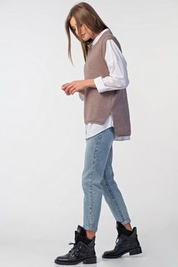 Жилет вязаный прямой с разрезам по бокам - Fly фото 6