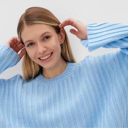 Джемпер женский вязаный MINAKU: Knitwear collection, голубой, размер 54-56