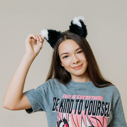 Карнавальный ободок новогодний Мяу аниме, черный с белым - Страна карнавалия фото 2