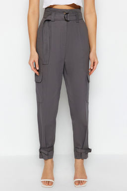 Gri Kemerli Kargo Dokuma Pantolon TWOSS21PL0138