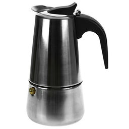 Кофеварка из нержавеющей стали, гейзерная, на 4 чашки, 250мл д8,5см h16см, бакелитовая ручка, подарочная коробка (Китай)